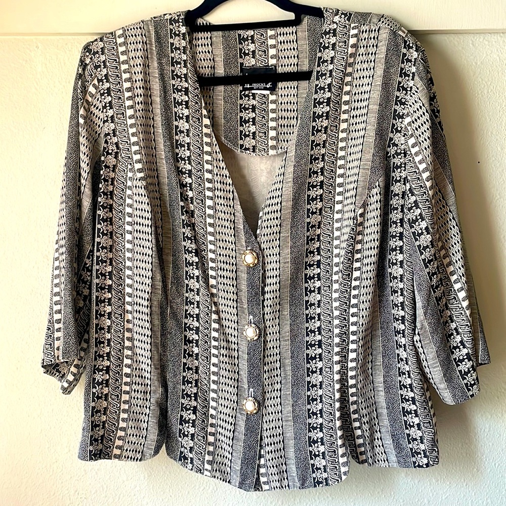 Vintage Whirlway Frocks button down blazer style blouse with gorgeous buttons